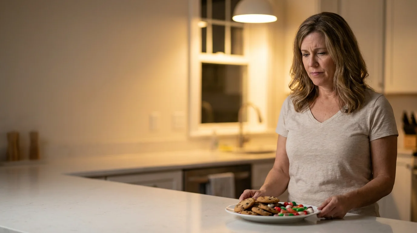 American adult over 40 preparing breakfast in a bright kitchen while focusing on healthy eating habits blood sugar balance morning energy glucose regulation and metabolic health illustrating how breakfast choices may influence hunger cravings and energy stability after age 40 reviewed at Gendrelly wellness portal for US adults seeking natural blood sugar support and stable morning energy without the typical mid-morning hunger crash and cravings that affect adults over 40 with declining GLUT4 function.