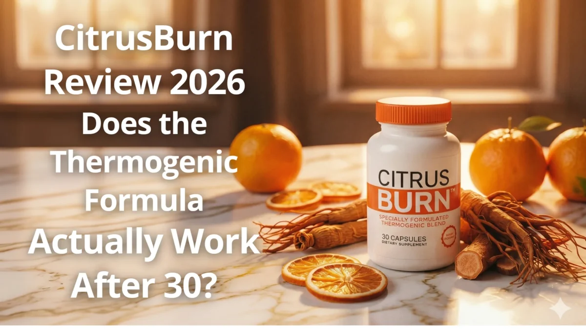 CitrusBurn review 2026 cover — editorial lifestyle image for independent thermogenic metabolism formula review at Gendrelly wellness portal for American women over 30 seeking fat loss support.