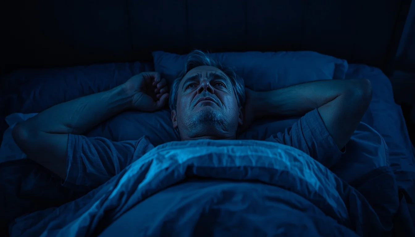 American man in his late 50s waking up at night to urinate representing the documented prostate signal affecting US men over 50 that most men dismiss as normal aging but indicates an addressable biological mechanism. Reviewed at Gendrelly wellness portal.