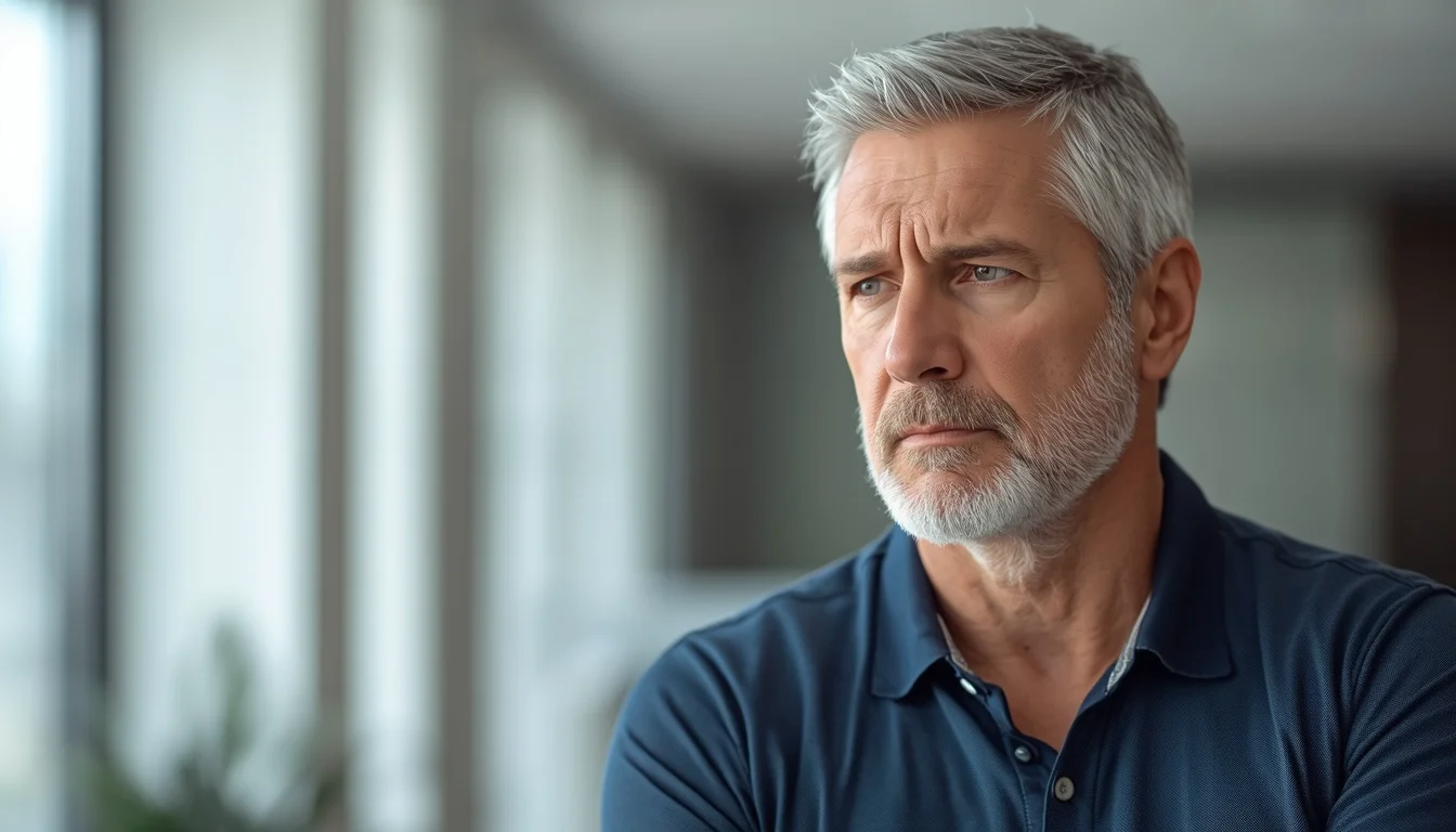 American man in his late 50s consulting with a doctor representing the prostate clog mechanism — the blocked microcirculation and mineral deficiency pattern researchers identify as the primary driver of prostate enlargement and urinary symptoms in US men over 50. Reviewed at Gendrelly wellness portal for American men seeking natural prostate health support.