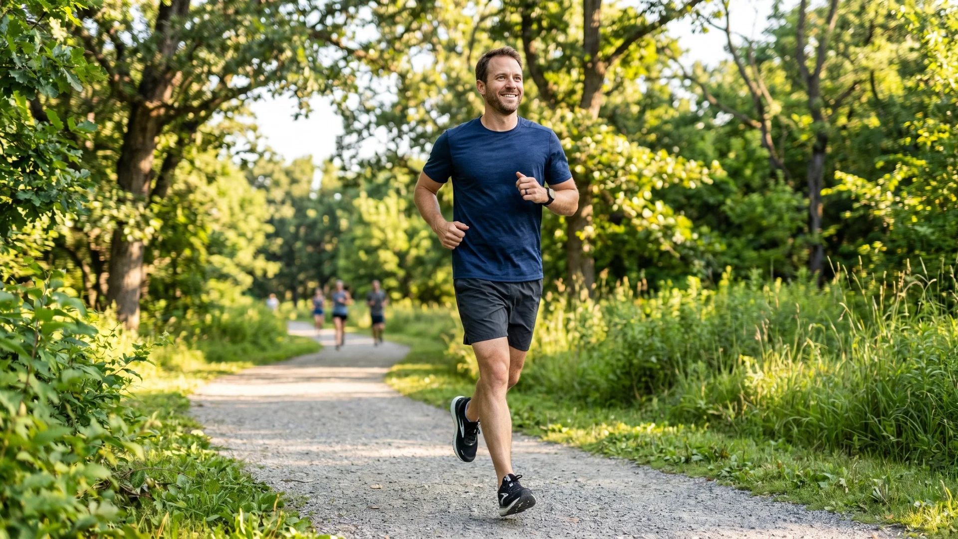 American man in his mid-30s exercising outdoors in the morning representing the critical window for prostate health that begins in the 30s when hormonal changes driven by the testosterone to DHT ratio start building quietly and where proactive lifestyle habits have the greatest long-term impact on urinary function sleep and energy. Reviewed at Gendrelly wellness portal.