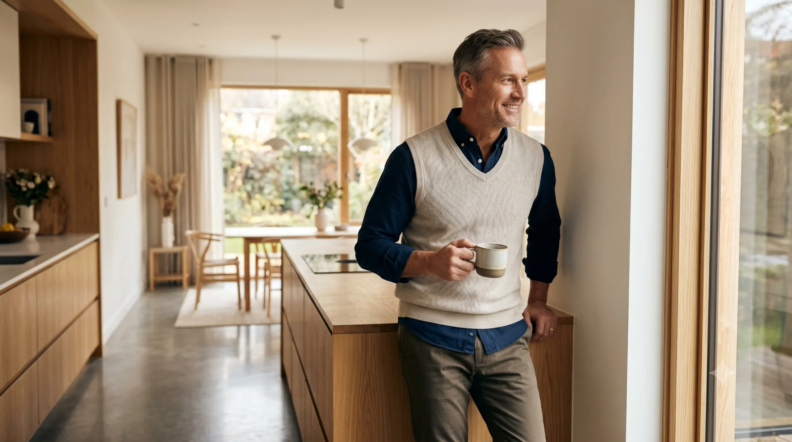 ProstaVive review 2026 — confident energized American man in his 50s, target demographic for nitric oxide and blood flow support formula reviewed by Gendrelly independent wellness portal for US men over 40.