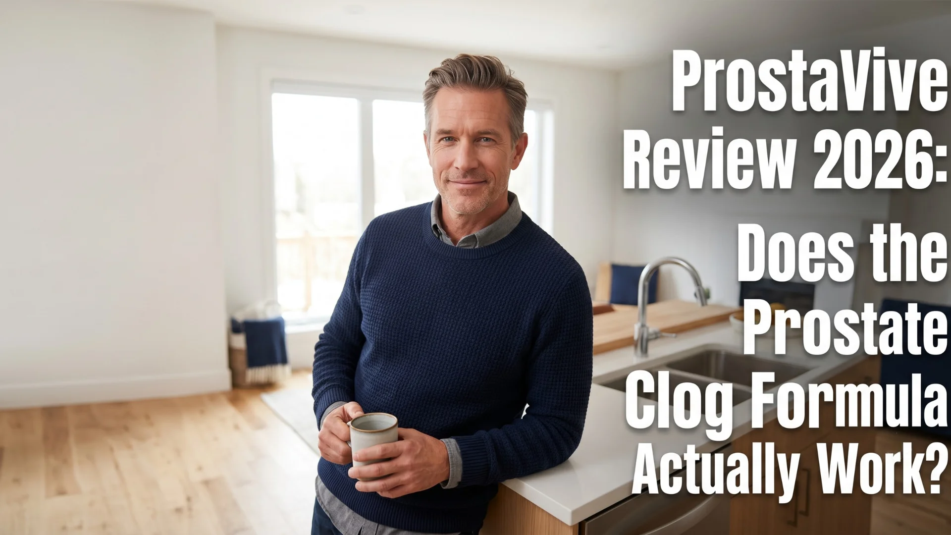 American man in his late 50s looking confident and vital representing the results reported by ProstaVive users addressing the prostate clog mechanism. Cover image for the ProstaVive review 2026 at Gendrelly independent wellness portal for US men over 50.